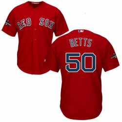 Youth Majestic Boston Red Sox 50 Mookie Betts Authentic Red Alternate Home Cool Base 2018 World Series Champions MLB Jersey