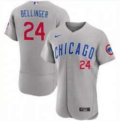 Men Chicago Cubs 24 Cody Bellinger Grey Flex Base Stitched Baseball Jersey