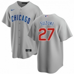 Men Chicago Cubs 27 Seiya Suzuki Grey Cool Base Stitched Baseball jersey