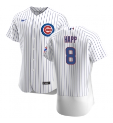 Men Chicago Cubs 8 Ian Happ Men Nike White Home 2020 Flex Base Player Jersey