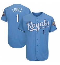 Men Royal 1 Nicky Lopez blue Flex Base 50th season patch jersey