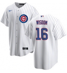 Men's Chicago Cubs #16 Patrick Wisdom White Cool Base Stitched Baseball Jersey