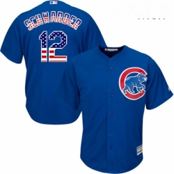 Mens Majestic Chicago Cubs 12 Kyle Schwarber Authentic Royal Blue USA Flag Fashion MLB Jersey