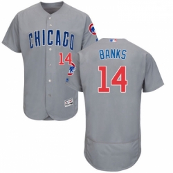 Mens Majestic Chicago Cubs 14 Ernie Banks Grey Road Flex Base Authentic Collection MLB Jersey