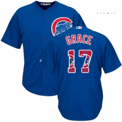 Mens Majestic Chicago Cubs 17 Mark Grace Authentic Royal Blue Team Logo Fashion Cool Base MLB Jersey