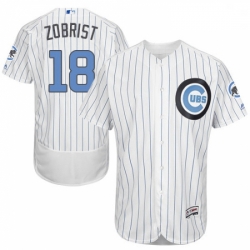 Mens Majestic Chicago Cubs 18 Ben Zobrist Authentic White 2016 Fathers Day Fashion Flex Base MLB Jersey