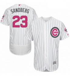 Mens Majestic Chicago Cubs 23 Ryne Sandberg Authentic White 2016 Mothers Day Fashion Flex Base MLB Jersey