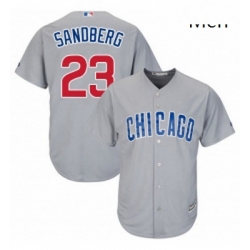 Mens Majestic Chicago Cubs 23 Ryne Sandberg Replica Grey Road Cool Base MLB Jersey