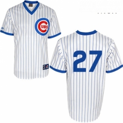 Mens Majestic Chicago Cubs 27 Addison Russell Replica White 1988 Turn Back The Clock Cool Base MLB Jersey