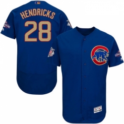 Mens Majestic Chicago Cubs 28 Kyle Hendricks Royal Blue 2017 Gold Champion Flexbase Authentic Collection MLB Jersey