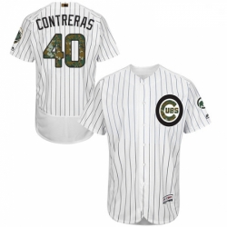 Mens Majestic Chicago Cubs 40 Willson Contreras Authentic White 2016 Memorial Day Fashion Flex Base Jersey 