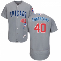 Mens Majestic Chicago Cubs 40 Willson Contreras Grey Road Flexbase Authentic Collection MLB Jersey