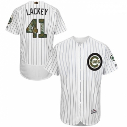 Mens Majestic Chicago Cubs 41 John Lackey Authentic White 2016 Memorial Day Fashion Flex Base MLB Jersey