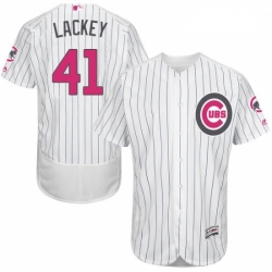 Mens Majestic Chicago Cubs 41 John Lackey Authentic White 2016 Mothers Day Fashion Flex Base MLB Jersey