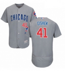 Mens Majestic Chicago Cubs 41 Steve Cishek Grey Road Flex Base Authentic Collection MLB Jersey