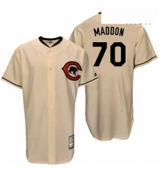 Mens Majestic Chicago Cubs 70 Joe Maddon Replica Cream Cooperstown Throwback MLB Jersey