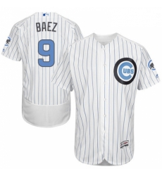 Mens Majestic Chicago Cubs 9 Javier Baez Authentic White 2016 Fathers Day Fashion Flex Base MLB Jersey