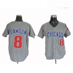 Mens Mitchell and Ness Chicago Cubs 8 Andre Dawson Authentic Grey Throwback MLB Jersey