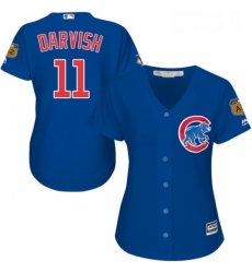 Womens Majestic Chicago Cubs 11 Yu Darvish Replica Royal Blue Alternate MLB Jersey 