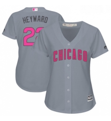 Womens Majestic Chicago Cubs 22 Jason Heyward Authentic Grey Mothers Day Cool Base MLB Jersey