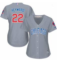 Womens Majestic Chicago Cubs 22 Jason Heyward Authentic Grey Road MLB Jersey