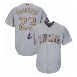 Womens Majestic Chicago Cubs 23 Ryne Sandberg Authentic Gray 2017 Gold Champion MLB Jersey