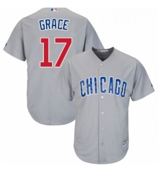 Youth Majestic Chicago Cubs 17 Mark Grace Replica Grey Road Cool Base MLB Jersey