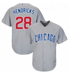 Youth Majestic Chicago Cubs 28 Kyle Hendricks Replica Grey Road Cool Base MLB Jersey