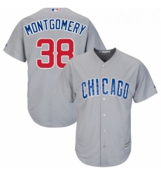 Youth Majestic Chicago Cubs 38 Mike Montgomery Replica Grey Road Cool Base MLB Jersey