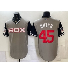 Men Chicago White Sox  45 Dutch Grey Stitched Baseball Jersey