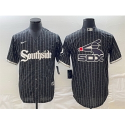 Men Chicago White Sox Black Team Big Logo Cool Base Stitched Jersey