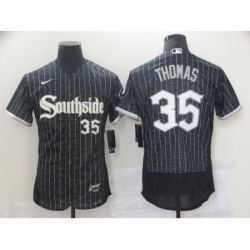 Men's Chicago White Sox #35 Frank Thomas Authentic Black Fashion Baseball Jersey