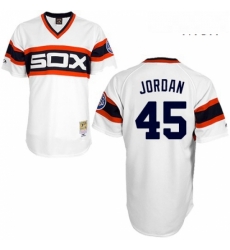 Mens Mitchell and Ness 1983 Chicago White Sox 45 Michael Jordan Replica White Throwback MLB Jersey