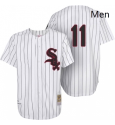 Mens Mitchell and Ness Chicago White Sox 11 Luis Aparicio Replica White Throwback MLB Jersey