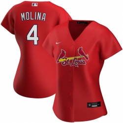 St  Louis St.Louis Cardinals 4 Yadier Molina Nike Women Alternate 2020 MLB Player Jersey Red