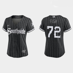 Women Chicago White Sox Southside Carlton Fisk Black Replica Jersey