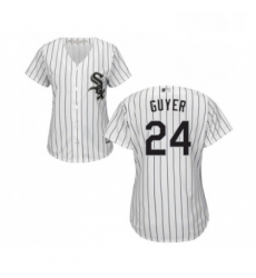 Womens Chicago White Sox 24 Brandon Guyer Replica White Home Cool Base Baseball Jersey 