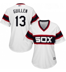 Womens Majestic Chicago White Sox 13 Ozzie Guillen Replica White 2013 Alternate Home Cool Base MLB Jersey