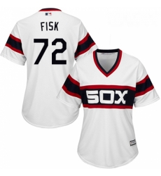 Womens Majestic Chicago White Sox 72 Carlton Fisk Replica White 2013 Alternate Home Cool Base MLB Jersey