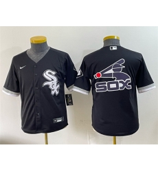 Youth Chicago White Sox Team Big Logo Black Stitched Baseball Jersey 002