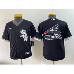 Youth Chicago White Sox Team Big Logo Black Stitched Baseball Jersey 002