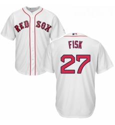 Youth Majestic Boston Red Sox 27 Carlton Fisk Replica White Home Cool Base MLB Jersey