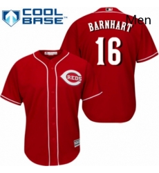 Mens Majestic Cincinnati Reds 16 Tucker Barnhart Replica Red Alternate Cool Base MLB Jersey 