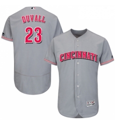 Mens Majestic Cincinnati Reds 23 Adam Duvall Grey Flexbase Authentic Collection MLB Jersey