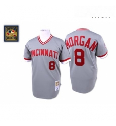 Mens Mitchell and Ness Cincinnati Reds 8 Joe Morgan Authentic Grey Throwback MLB Jersey