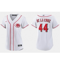 Women Cincinnati Reds 44 Elly De La Cruz White Stitched Baseball Jersey 28Run Small 29