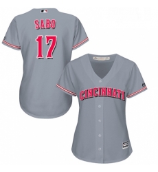 Womens Majestic Cincinnati Reds 17 Chris Sabo Authentic Grey Road Cool Base MLB Jersey