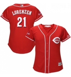 Womens Majestic Cincinnati Reds 21 Michael Lorenzen Replica Red Alternate Cool Base MLB Jersey