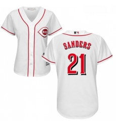 Womens Majestic Cincinnati Reds 21 Reggie Sanders Replica White Home Cool Base MLB Jersey