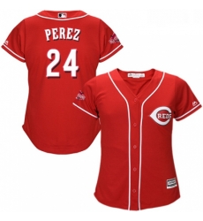 Womens Majestic Cincinnati Reds 24 Tony Perez Authentic Red Alternate Cool Base MLB Jersey